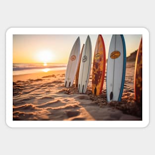 Surfboards on the sunset beach sand Surf lifestyle Sticker